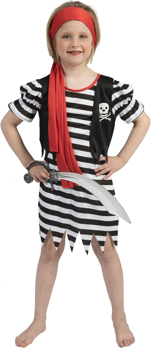 Piraat & Viking Kostuum | Pirate Dyonne | Meisje | Maat 128 | Carnaval kostuum | Verkleedkleding